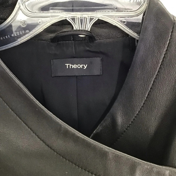 Theory Phelan Lambskin Ultra Soft Leather Moto Style Jacket Black Size Large - Picture 7 of 13